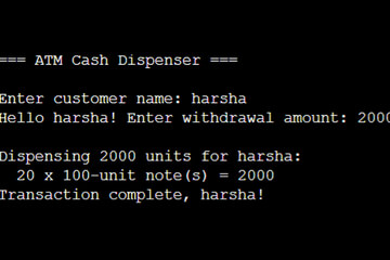 ATM cash dispenser Python project